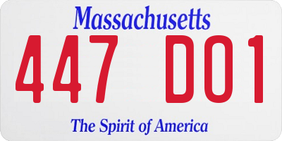 MA license plate 447DO1