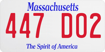 MA license plate 447DO2