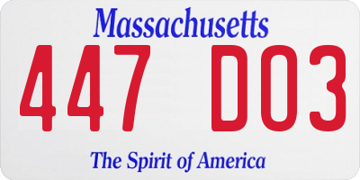 MA license plate 447DO3