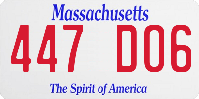 MA license plate 447DO6