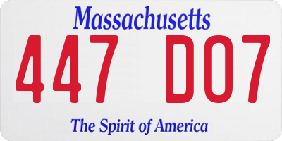 MA license plate 447DO7