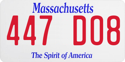 MA license plate 447DO8