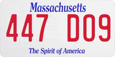 MA license plate 447DO9