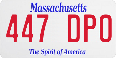 MA license plate 447DP0