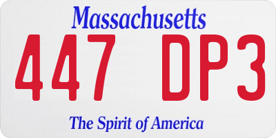 MA license plate 447DP3