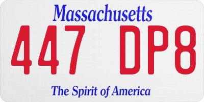 MA license plate 447DP8