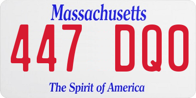 MA license plate 447DQ0