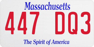 MA license plate 447DQ3