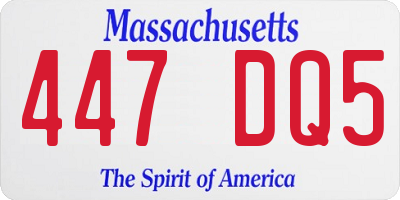 MA license plate 447DQ5