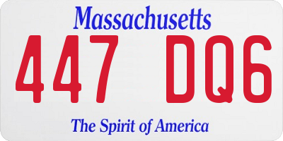 MA license plate 447DQ6