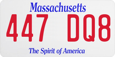 MA license plate 447DQ8