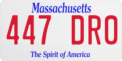 MA license plate 447DR0