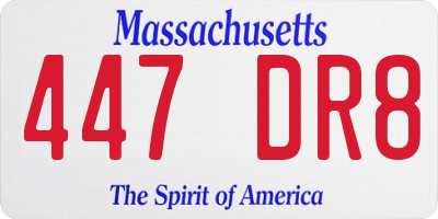 MA license plate 447DR8