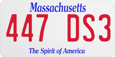 MA license plate 447DS3