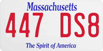 MA license plate 447DS8