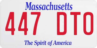 MA license plate 447DT0