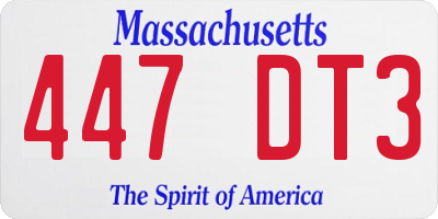 MA license plate 447DT3