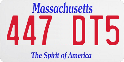 MA license plate 447DT5