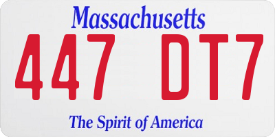 MA license plate 447DT7
