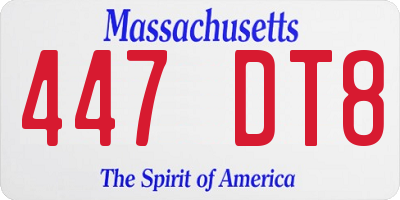 MA license plate 447DT8
