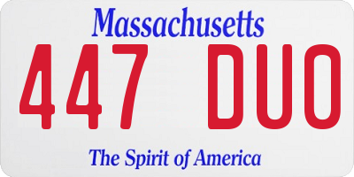 MA license plate 447DU0