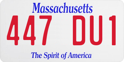 MA license plate 447DU1