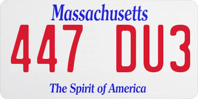 MA license plate 447DU3