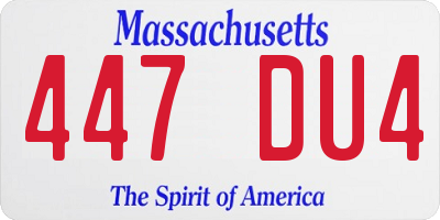 MA license plate 447DU4