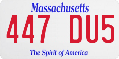 MA license plate 447DU5