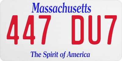 MA license plate 447DU7