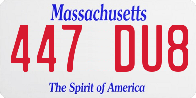 MA license plate 447DU8