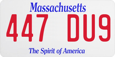 MA license plate 447DU9