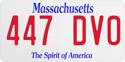 MA license plate 447DV0