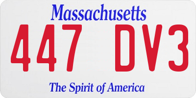 MA license plate 447DV3