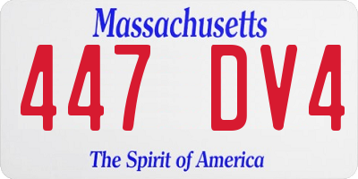 MA license plate 447DV4