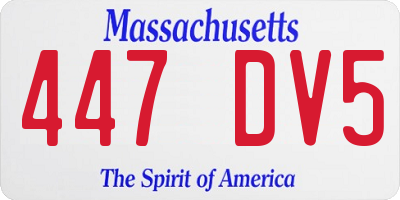MA license plate 447DV5