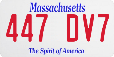 MA license plate 447DV7