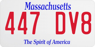 MA license plate 447DV8