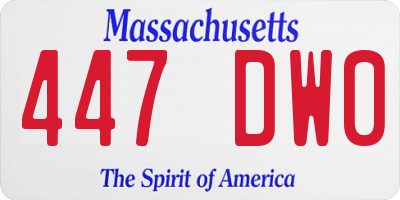 MA license plate 447DW0