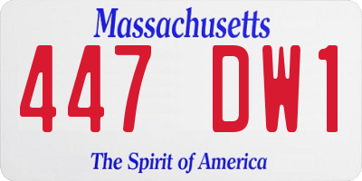 MA license plate 447DW1