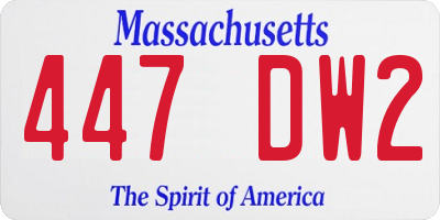 MA license plate 447DW2