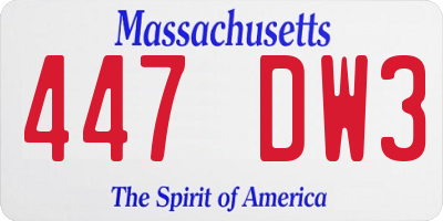 MA license plate 447DW3