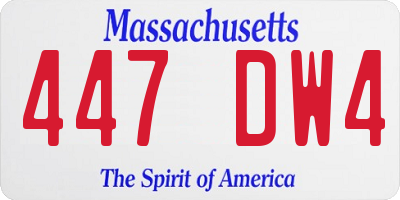 MA license plate 447DW4