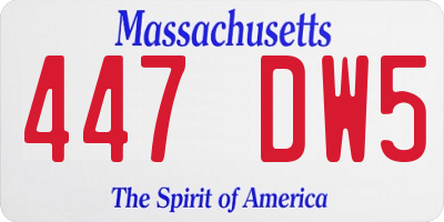 MA license plate 447DW5