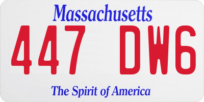 MA license plate 447DW6