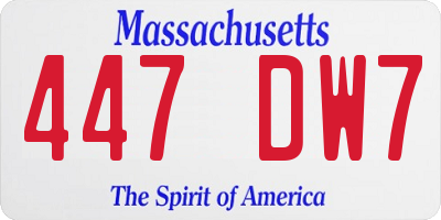 MA license plate 447DW7