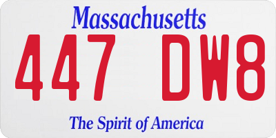 MA license plate 447DW8