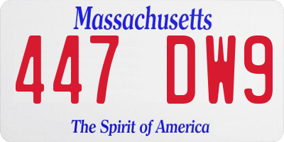 MA license plate 447DW9