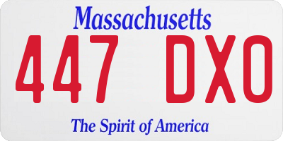 MA license plate 447DX0