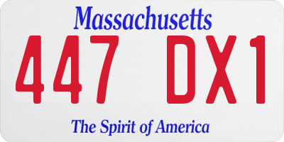 MA license plate 447DX1